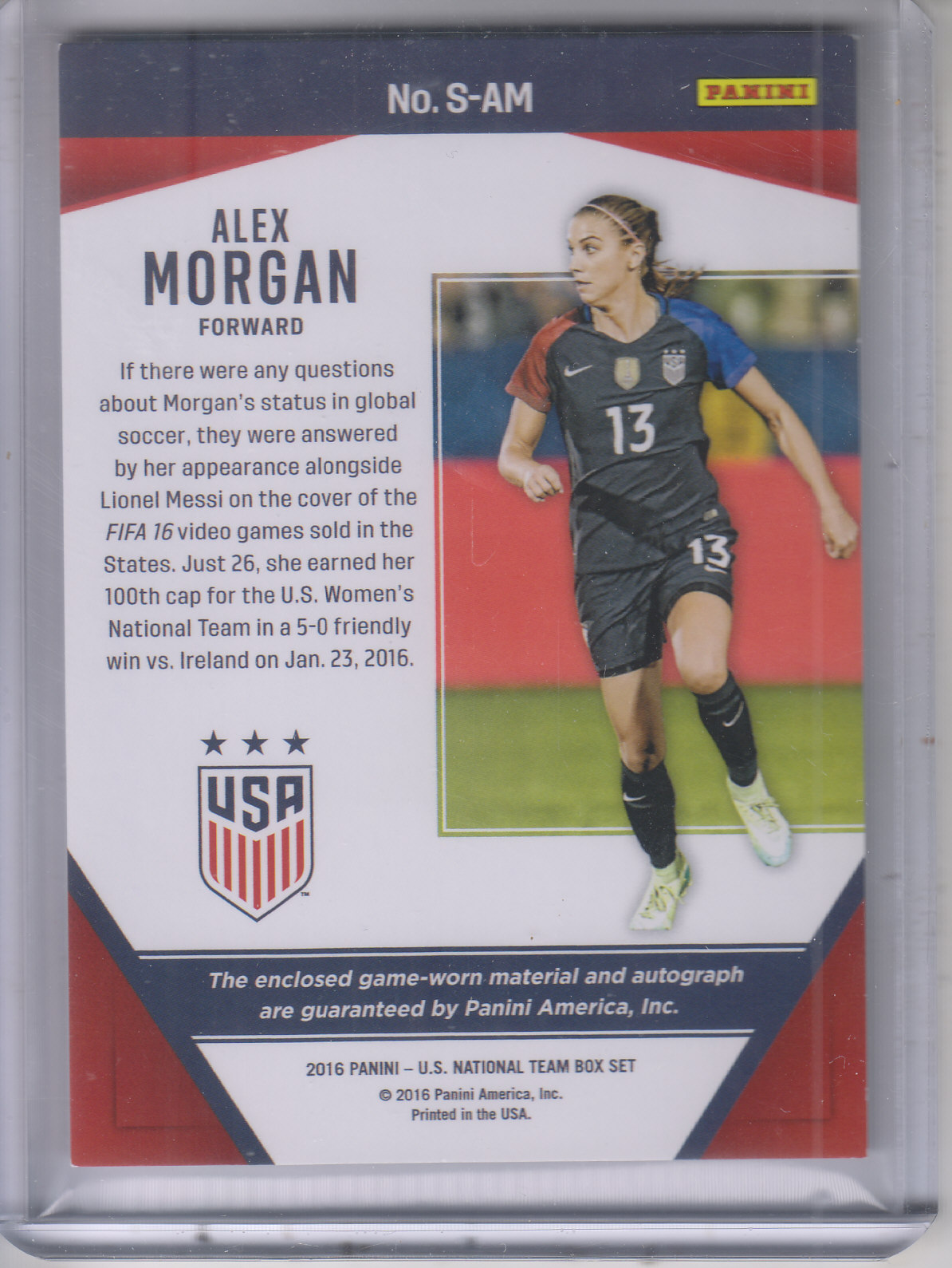 2016 Panini USA Soccer Silhouettes Autographs #SAM Alex Morgan/40 back image