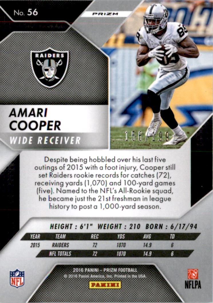 2016 Panini Prizm Prizms Light Blue #56 Amari Cooper