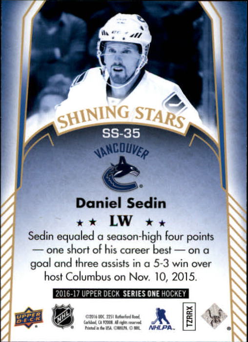 2016-17 Upper Deck Shining Stars #SS35 Daniel Sedin back image