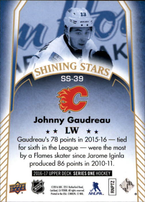 2016-17 Upper Deck Shining Stars #SS39 Johnny Gaudreau back image
