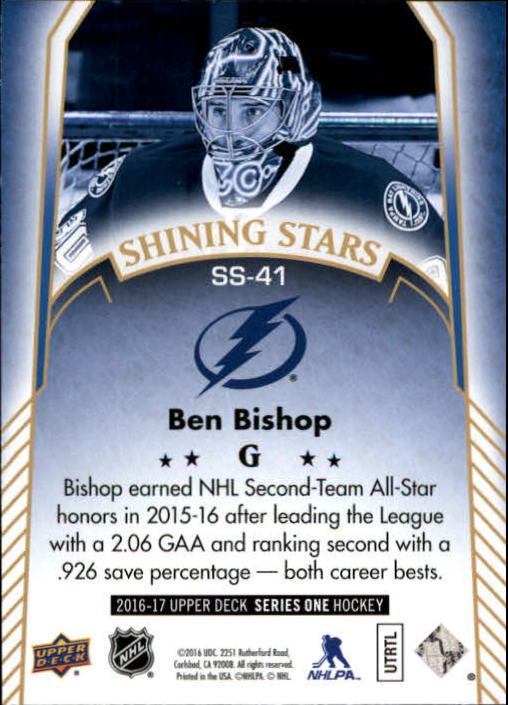 2016-17 Upper Deck Shining Stars #SS41 Ben Bishop back image