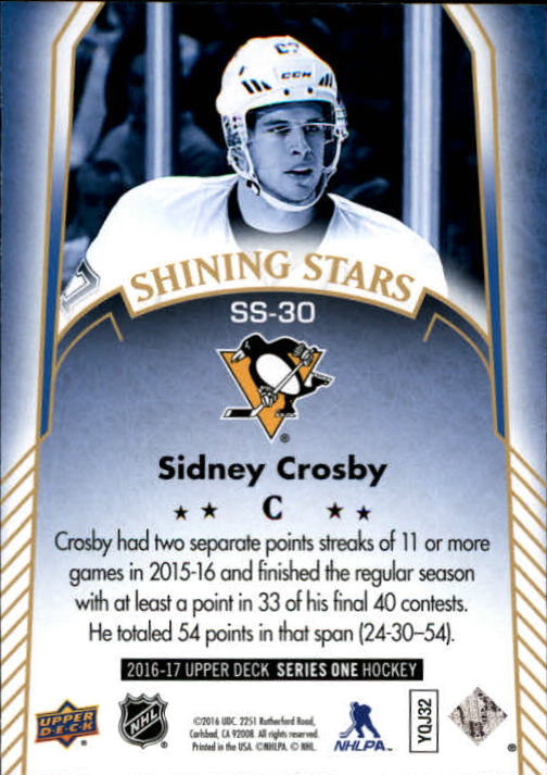 2016-17 Upper Deck Shining Stars Royal Blue #SS30 Sidney Crosby back image