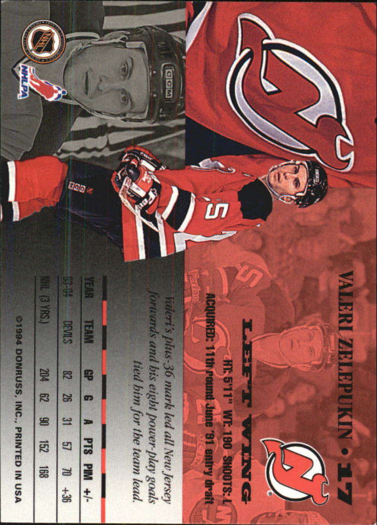 1994-95 Leaf #17 Valeri Zelepukin back image