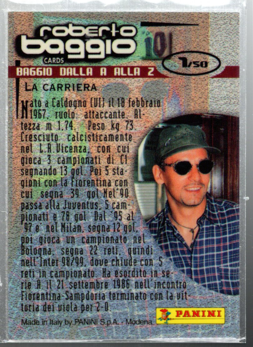 1999 Panini Roberto Baggio Cards - La Nazionale Roberto Baggio #44