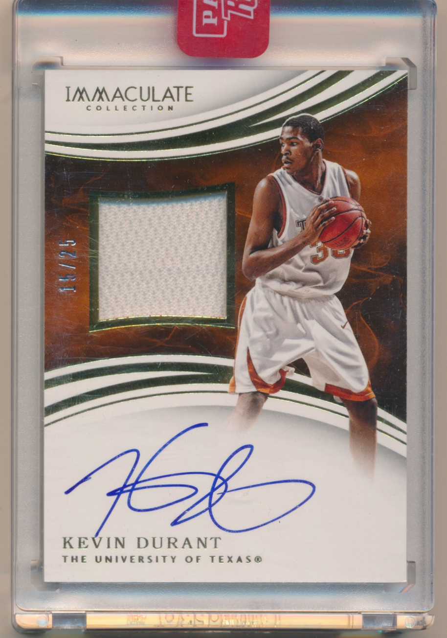2016-17 Immaculate Collection Collegiate Immaculate Signature Patches #2 Kevin Durant/25