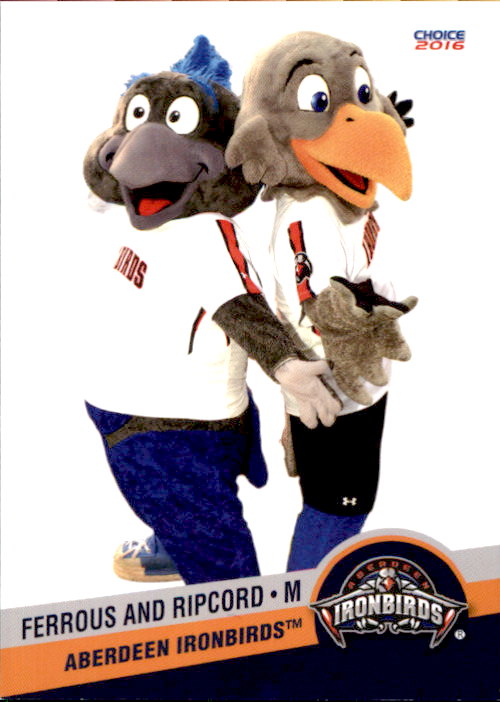 2016 Aberdeen Ironbirds Choice 34 Ferrous and Ripcord MASCOTS NM