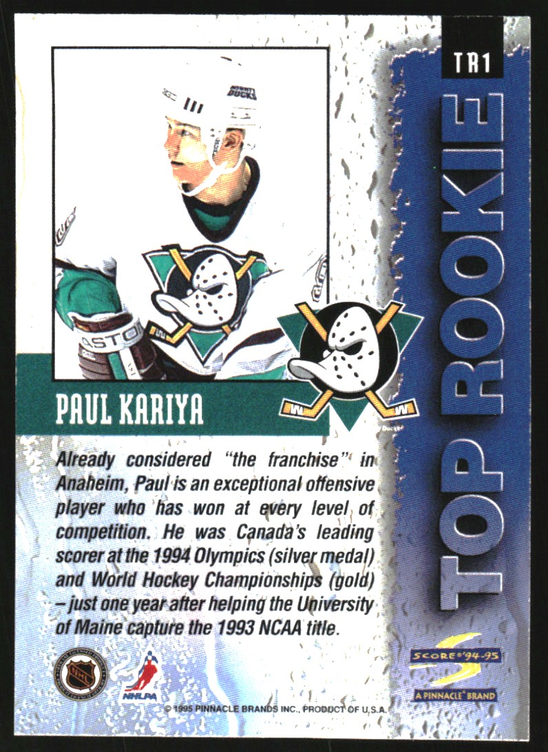 1994-95 Score Top Rookie Redemption #1 Paul Kariya back image