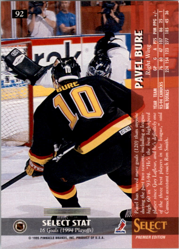 1994-95 Select #92 Pavel Bure back image