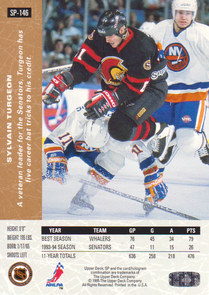 1994-95 Upper Deck SP Inserts #SP146 Sylvain Turgeon - NM-MT ...