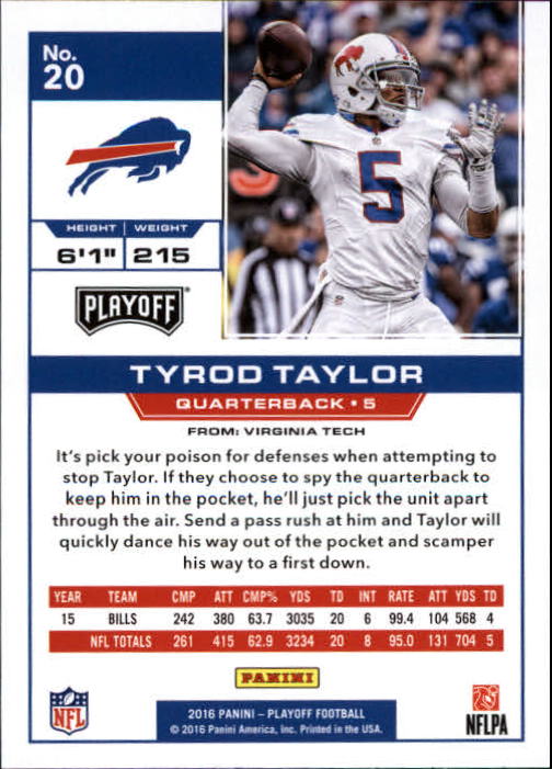 2016 Playoff #20 Tyrod Taylor back image