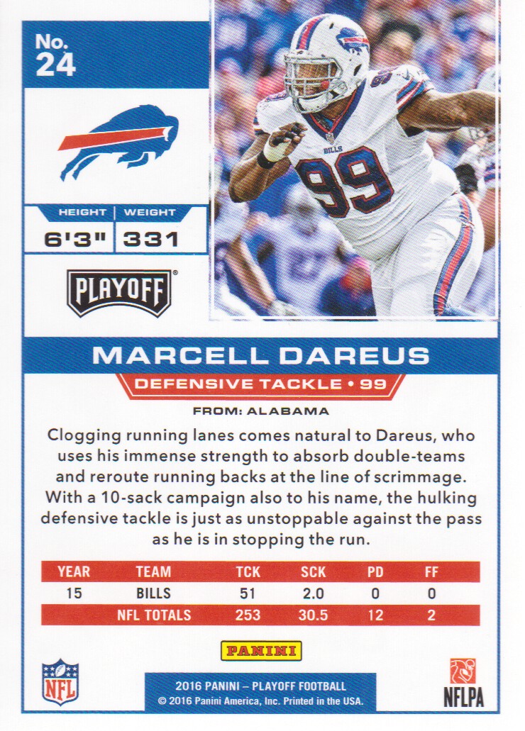 2016 Playoff #24 Marcell Dareus back image