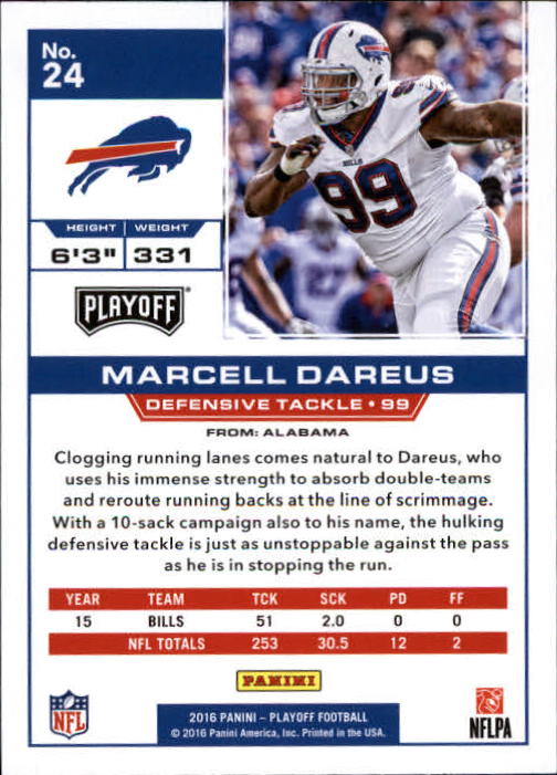 2016 Playoff #24 Marcell Dareus back image