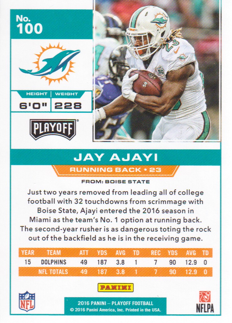 2016 Playoff #100 Jay Ajayi back image