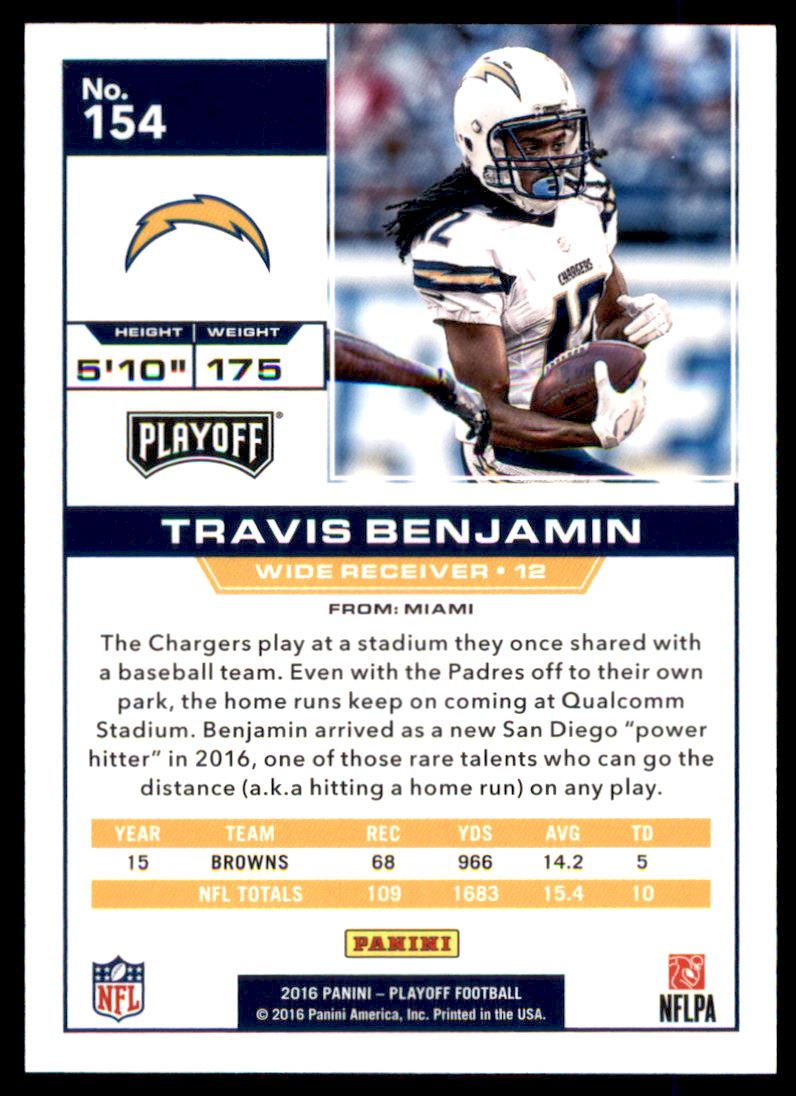 2016 Playoff 2nd Down #154 Travis Benjamin back image