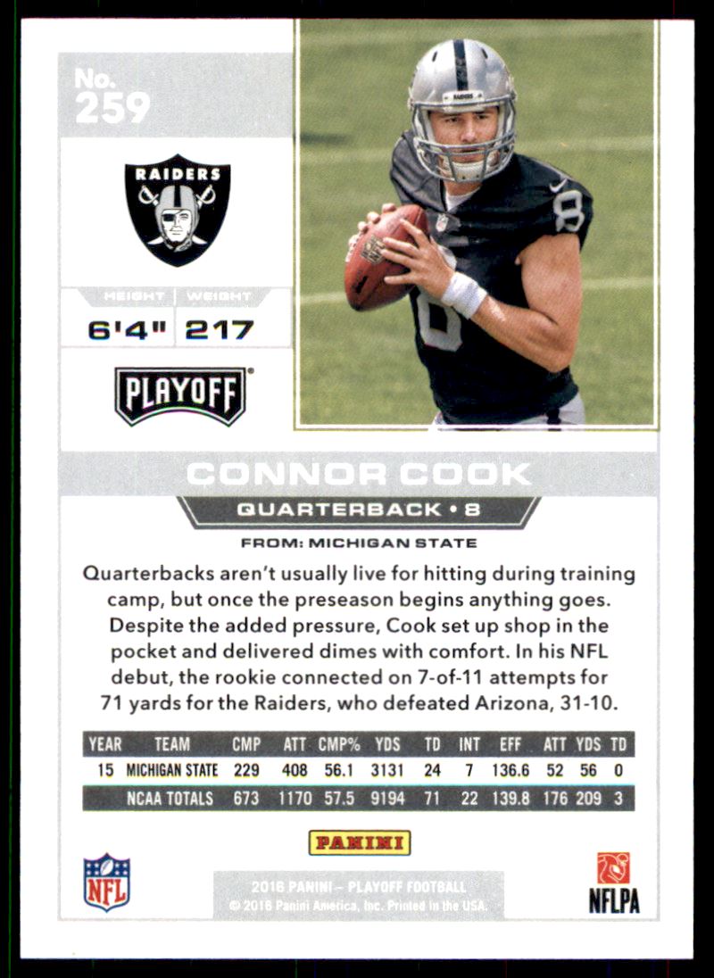 2016 Playoff 2nd Down #259 Connor Cook back image
