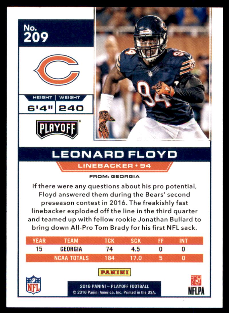 2016 Playoff 3rd Down #209 Leonard Floyd back image