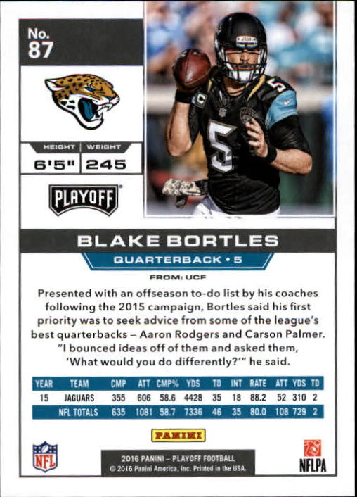 2016 Playoff Kickoff #87 Blake Bortles back image
