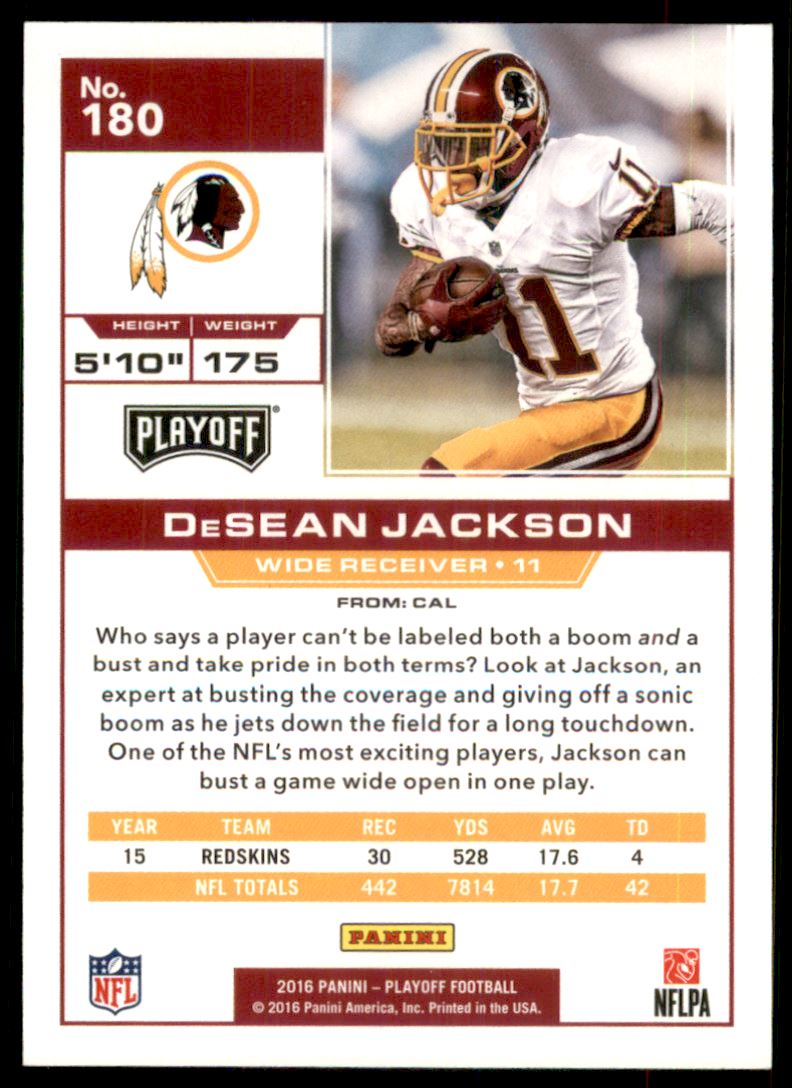 2016 Playoff Kickoff #180 DeSean Jackson back image