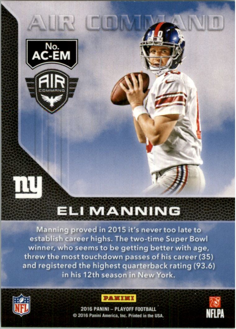 2016 Playoff Air Command #ACEM Eli Manning back image
