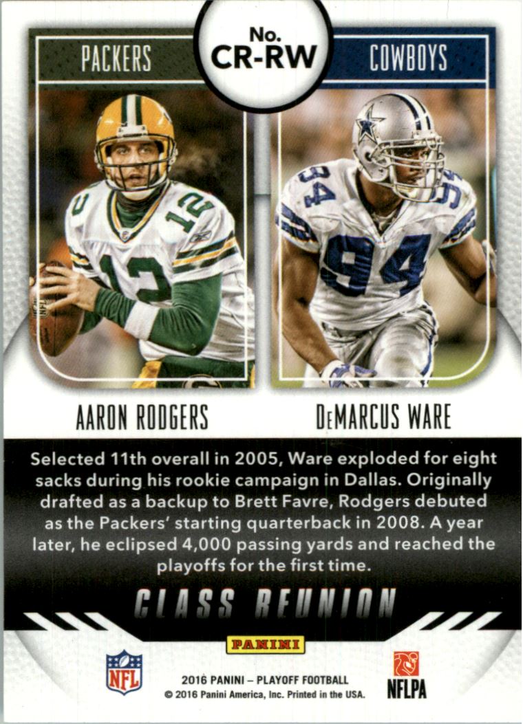 2016 Playoff Class Reunion #CRRW Aaron Rodgers/DeMarcus Ware back image
