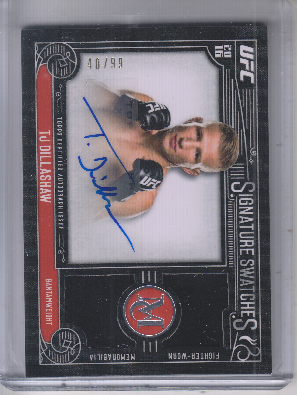 2016 Topps UFC Museum Collection Single-Fighter Signature Swatches Dual Relic Autographs #SDRATD TJ Dillashaw