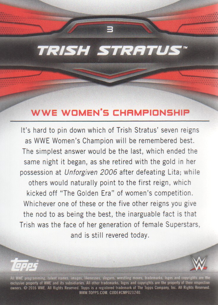 2016 Topps WWE Divas Revolution Historic Women's Champions #3 Trish Stratus 