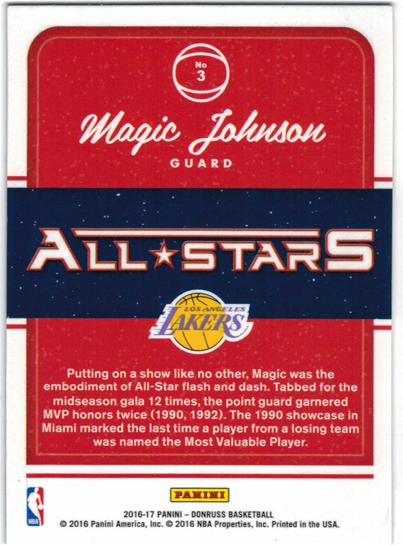 2016-17 Donruss All Stars #3 Magic Johnson back image