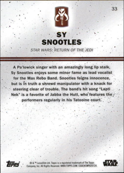 2016 Topps Star Wars Card Trader #33 Sy Snootles back image