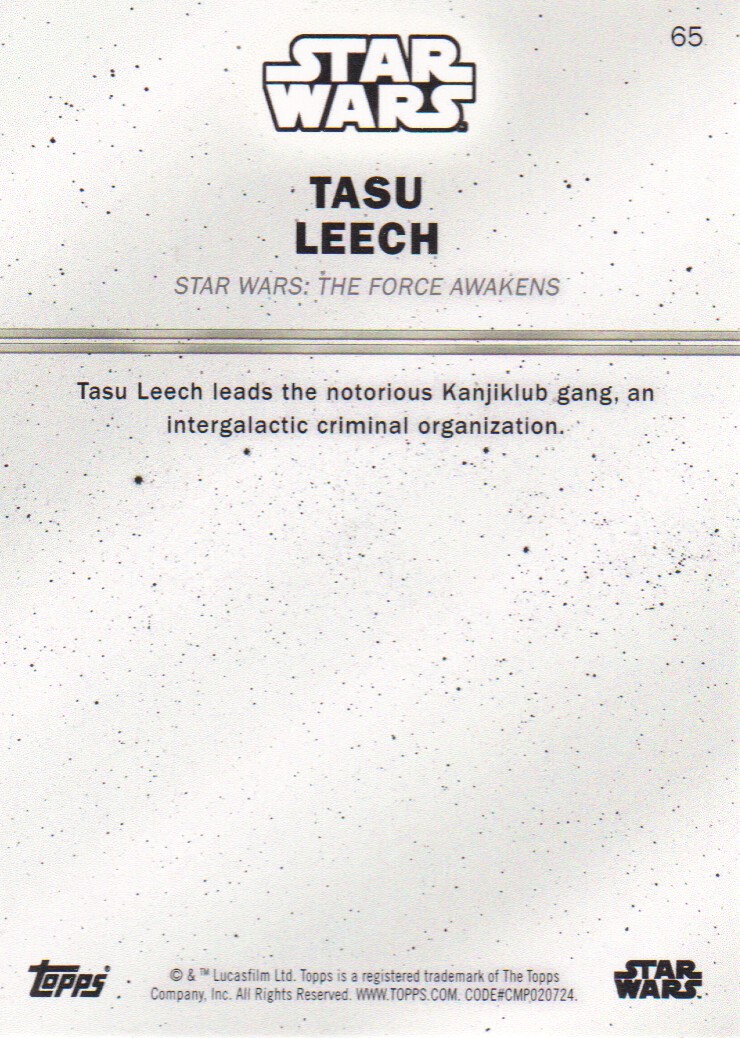 2016 Topps Star Wars Card Trader #65 Tasu Leech back image