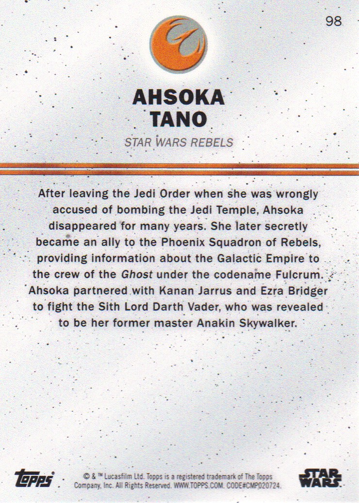 2016 Topps Star Wars Card Trader #98 Ahsoka Tano back image