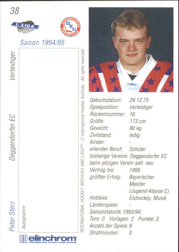 1994-95 German First League #38 Peter Sterz back image