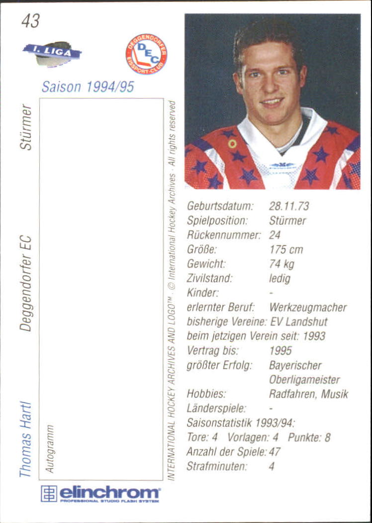 1994-95 German First League #43 Thomas Haiti back image