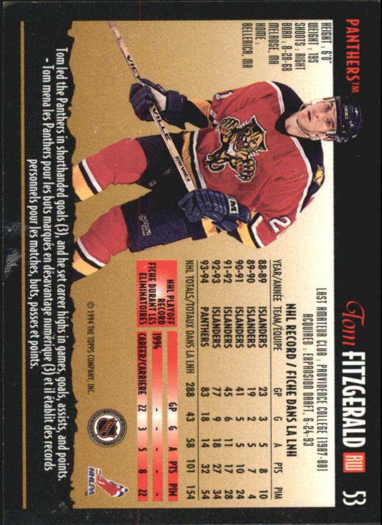 1994-95 OPC Premier Special Effects #53 Tom Fitzgerald back image