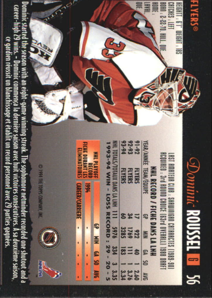 1994-95 OPC Premier Special Effects #56 Dominic Roussel back image