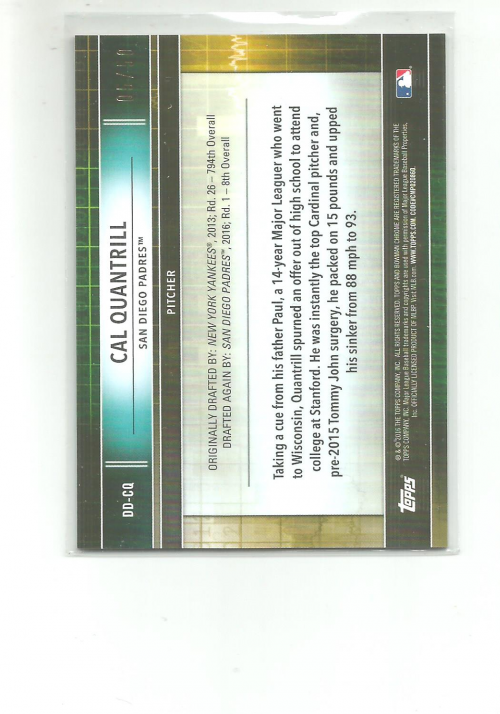 2016 Bowman Chrome Draft Draft Dividends Gold Refractors #DDCQ Cal Quantrill back image