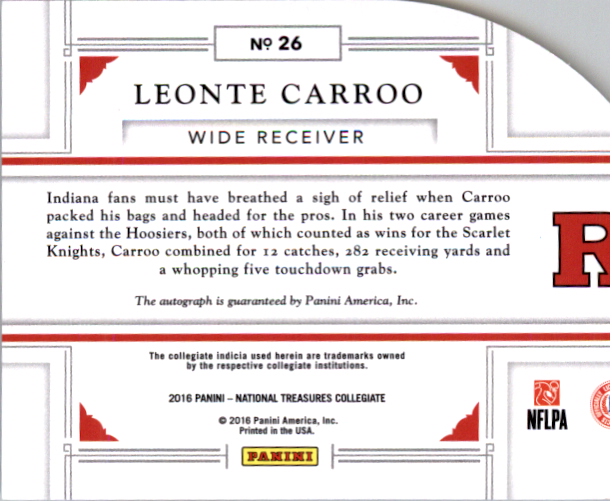 2016 Panini National Treasures Collegiate Die Cut Signatures #26 Leonte Carroo
