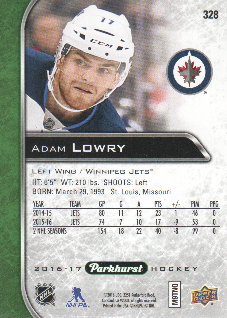 2016-17 Parkhurst Hockey #328 Adam Lowry Winnipeg Jets | eBay