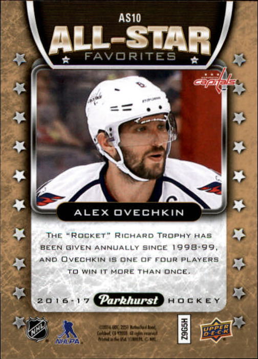 2016-17 Parkhurst All Star Favorites #AS10 Alexander Ovechkin