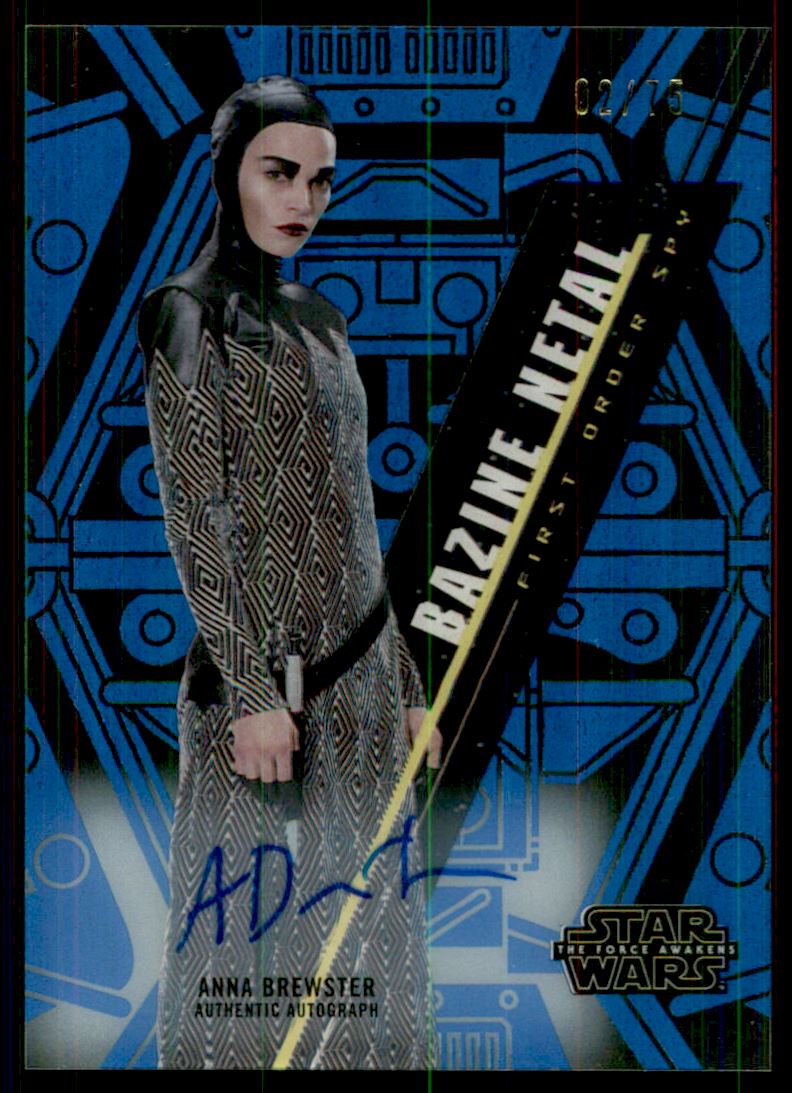 2016 Topps Star Wars High Tek Autographs Blue Rainbow #8 Anna Brewster as Bazine Metal
