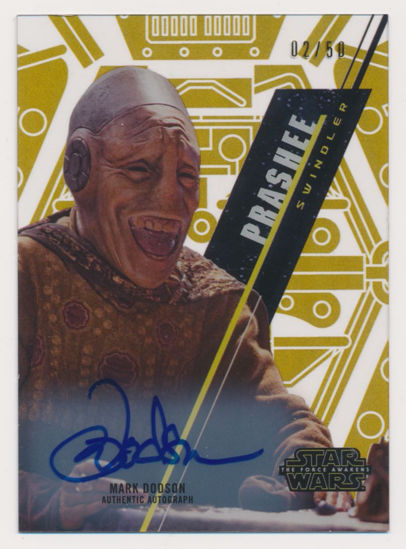 2016 Topps Star Wars High Tek Autographs Gold Rainbow #42 Mark Dodson as Salacious Crumb