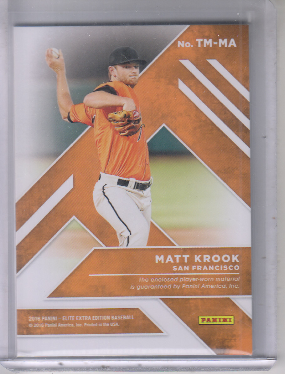 2016 Elite Extra Edition Triple Materials Gold #4 Matt Krook back image
