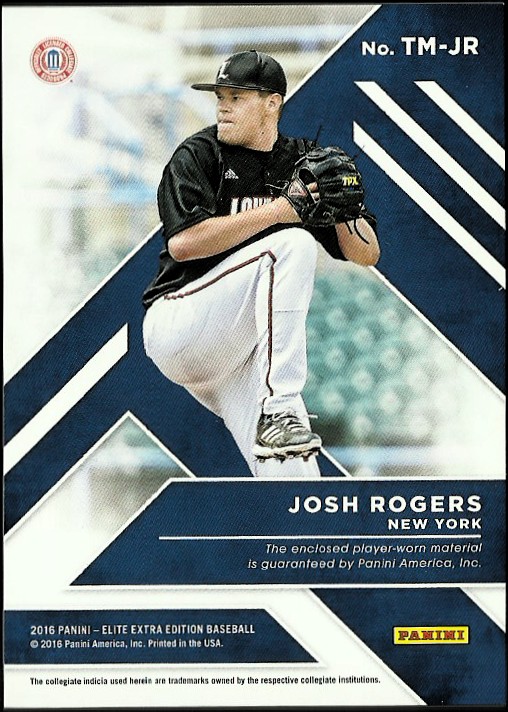 2016 Elite Extra Edition Triple Materials Silver #11 Josh Rogers/149 back image