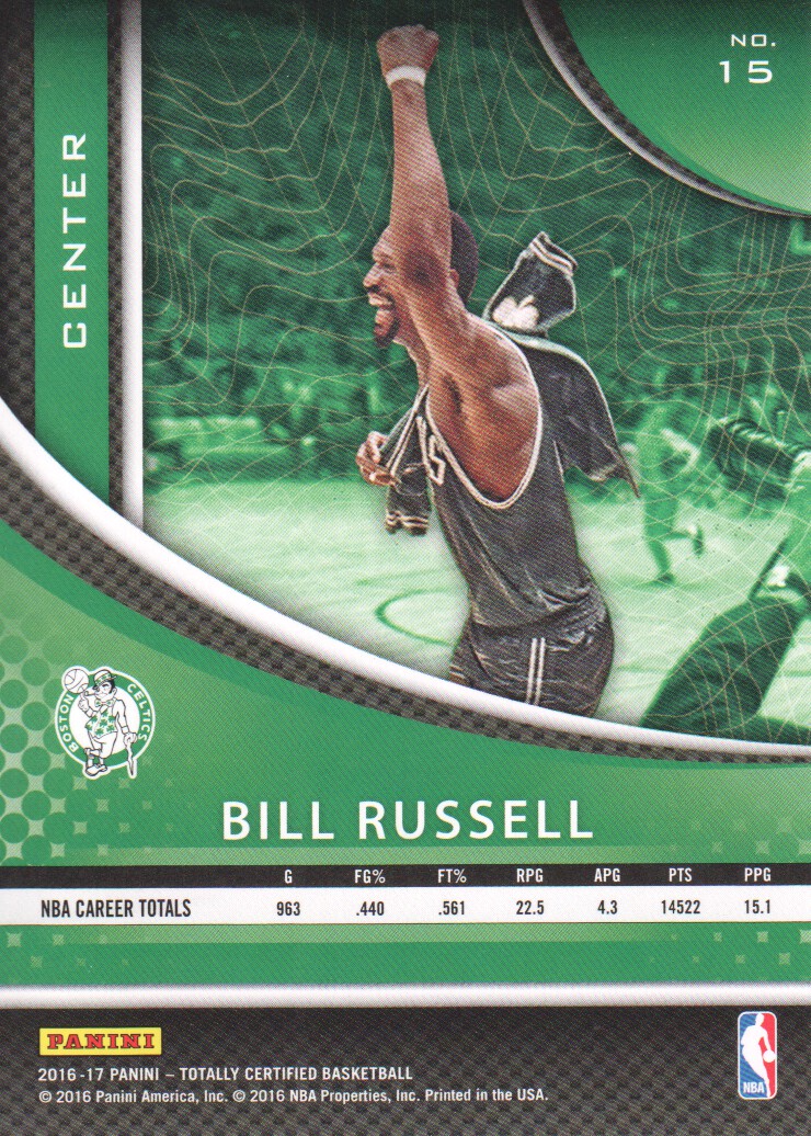 2016-17 Totally Certified Calling Cards #15 Bill Russell back image