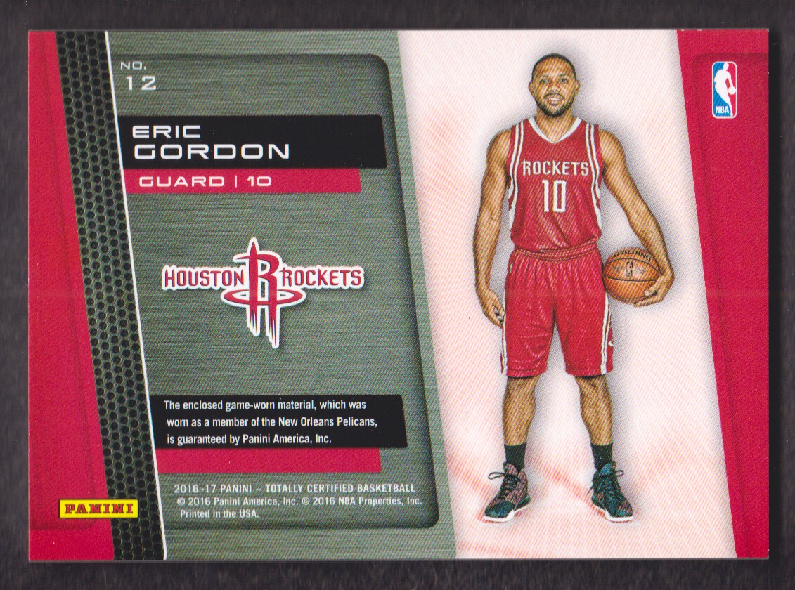 2016-17 Totally Certified Materials #12 Eric Gordon back image