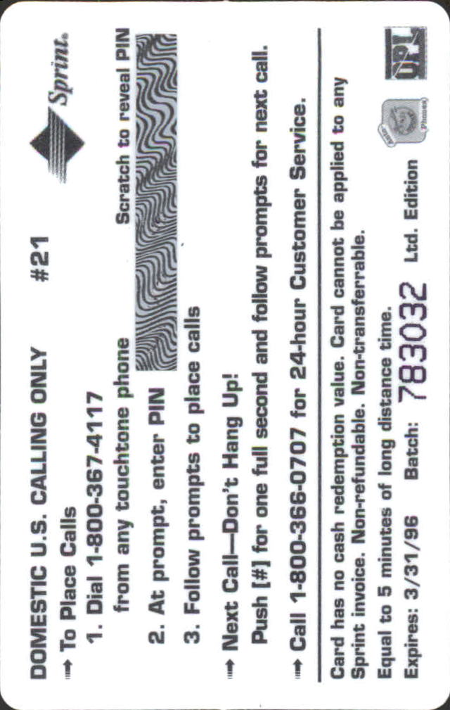 1995 Signature Rookies Auto-Phonex Phone Cards #21 Shane Kenny back image