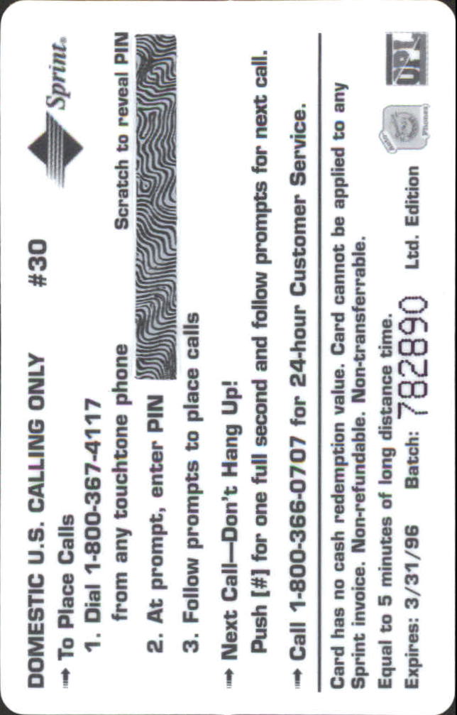 1995 Signature Rookies Auto-Phonex Phone Cards #30 Dmitri Nabokov back image