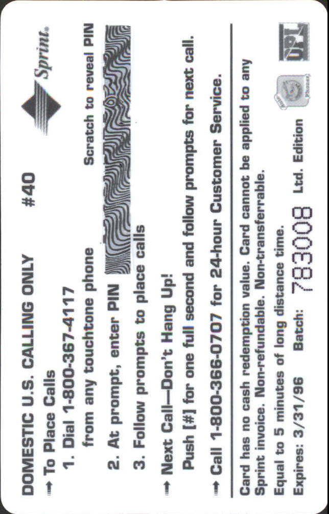 1995 Signature Rookies Auto-Phonex Phone Cards #40 Peter Wallin back image