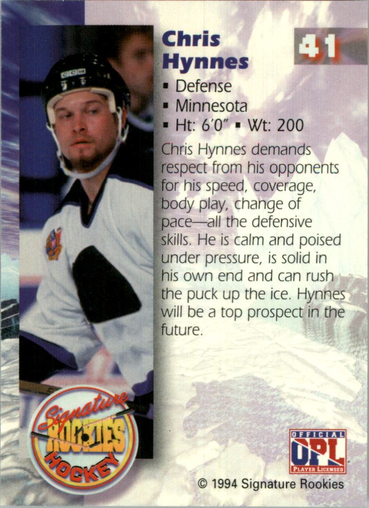 1995 Signature Rookies Signatures #41 Chris Hynnes back image