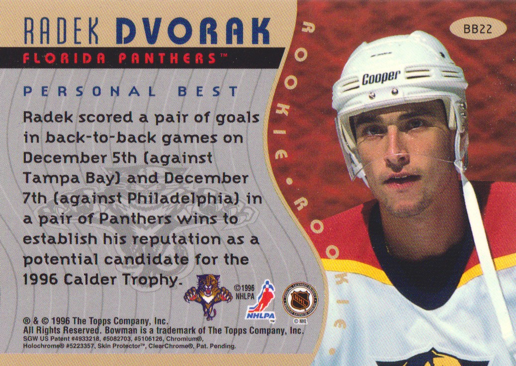 1995-96 Bowman Bowman's Best #BB22 Radek Dvorak back image