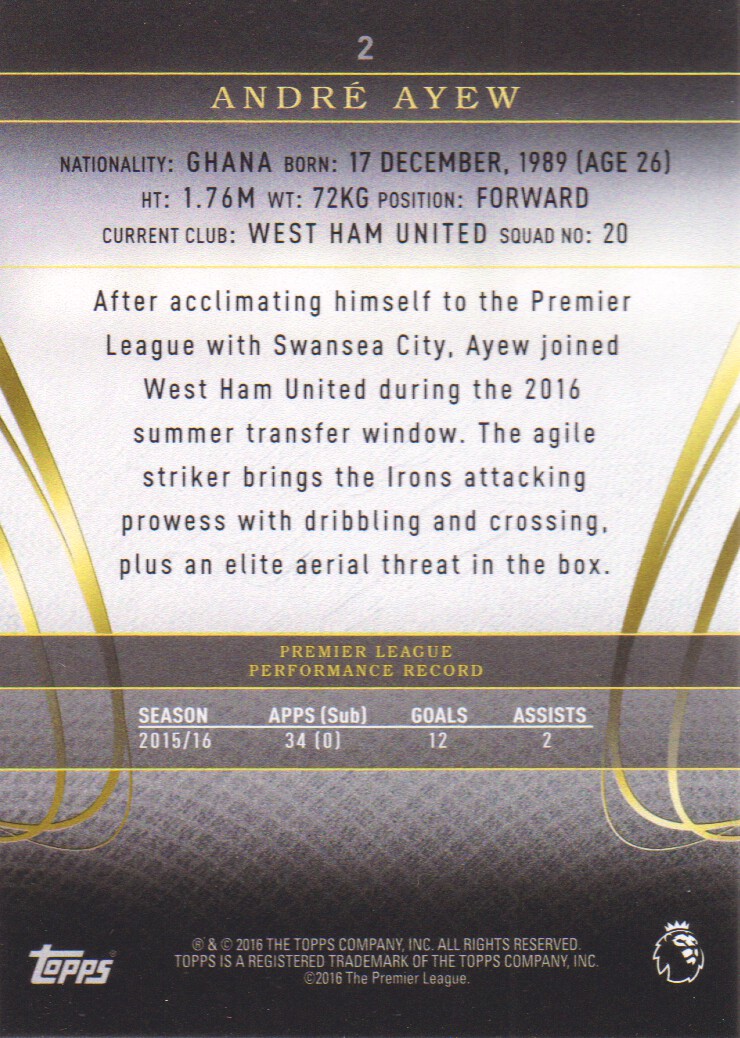 2016-17 Topps EPL Gold Soccer Trading Cards BASE: Pick From List